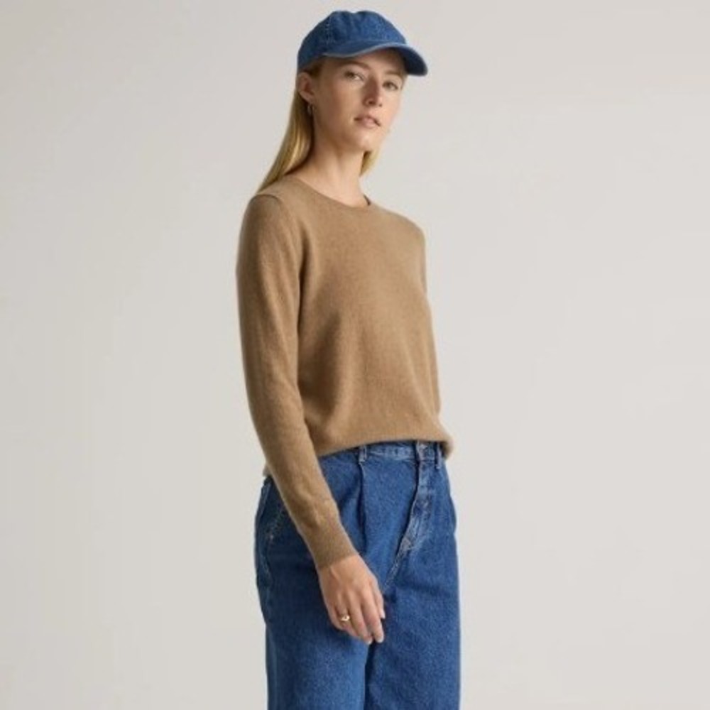 NEW Quince Mongolian Cashmere Crewneck Sweater Sz L Teak Soft Luxury Minimalist